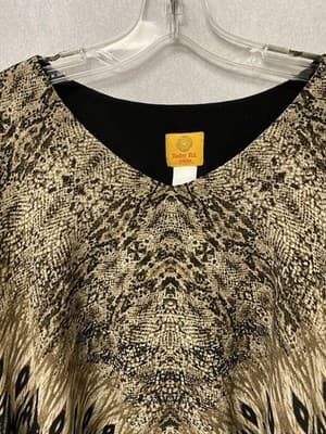 Ruby Rd Womens Top Size Med Petite Brown/Beige Multi Cape Top - Thumbnail 2