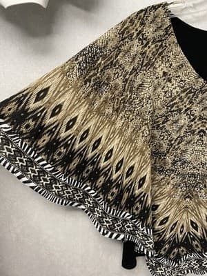 Ruby Rd Womens Top Size Med Petite Brown/Beige Multi Cape Top - Thumbnail 4