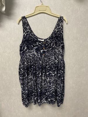 Max Mehra Blue/ Lilac Animal Print Dress Size Med - Image 1