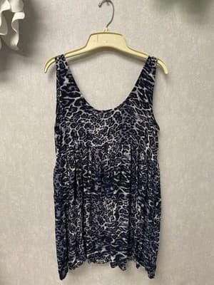 Max Mehra Blue/ Lilac Animal Print Dress Size Med - Thumbnail 5