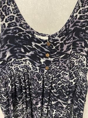 Max Mehra Blue/ Lilac Animal Print Dress Size Med - Thumbnail 2