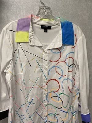 Revamped White Multi Button Down Dress With Pockets Size Large - Thumbnail 2