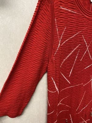 Revamped Red/White Knit Hand painted Pocketed Dress Size 1X - Thumbnail 4