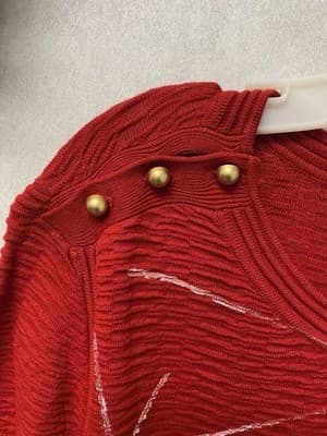 Revamped Red/White Knit Hand painted Pocketed Dress Size 1X - Thumbnail 3