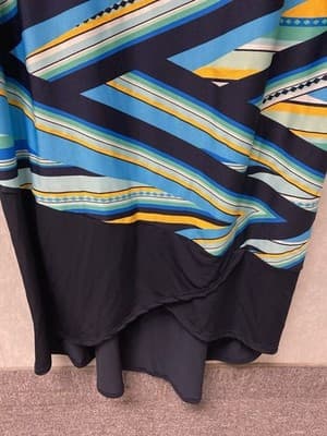 Revamped Blue And Yellow Sleeveless Maxi Dress Hand painted Size XL - Thumbnail 2