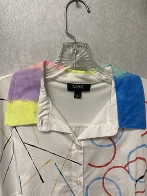 Revamped White Multi Button Down Dress With Pockets Size Large - Thumbnail 3