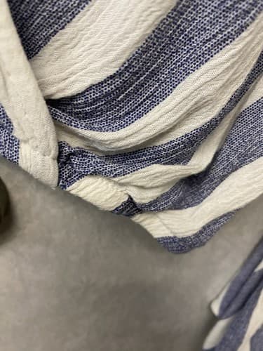 Sadie & Sage Beachy Stripe Blouse Sz M Long Flare Sleeve Elastic Hem - Thumbnail 5