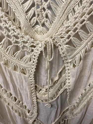 Venus CROCHET BEIGE FRINGE KIMONO BEACH COVERUP Size Med - Thumbnail 6