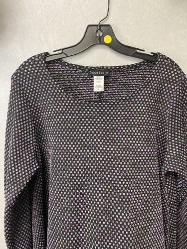 Reina Lee Purple/Black Textured Sweater With Peaks Size Med - Thumbnail 2