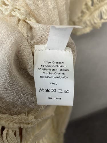 Venus CROCHET BEIGE FRINGE KIMONO BEACH COVERUP Size Med - Thumbnail 7