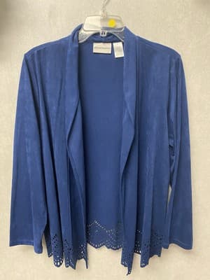 Alfred Dunner Blue Cardigan Microsuede Size 14 - Image 1