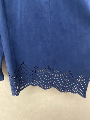 Alfred Dunner Blue Cardigan Microsuede Size 14 - Thumbnail 2