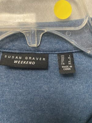 Susan Graver Blue Jacket/Top Button Up Front Size Large - Thumbnail 5
