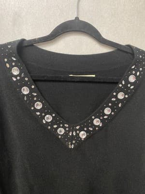 Carolyn Taylor Women’s Black Stoned Neck Sweater Size 3X - Thumbnail 2