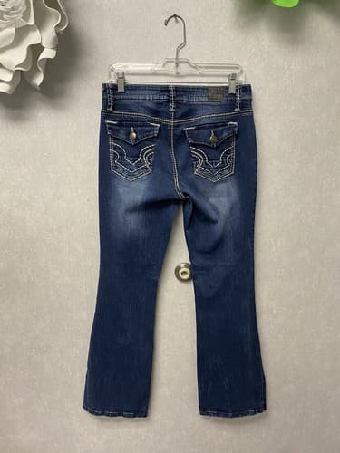 Love Nation Boot Cut Jeans 6 Rhinestone Snowflake Embroidery Stretch Size 6 - Thumbnail 7