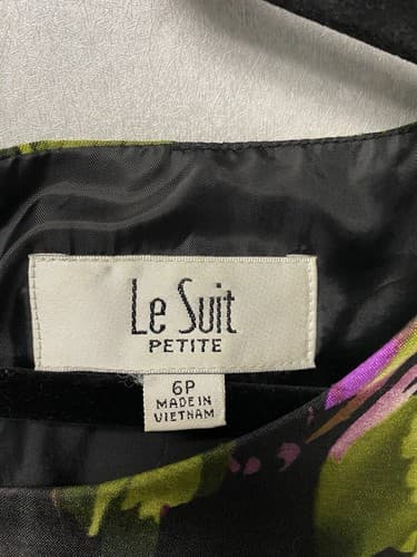 Le Suit Women's Black, Purple, & Green Sleeveless Dress Size 6P - Thumbnail 3