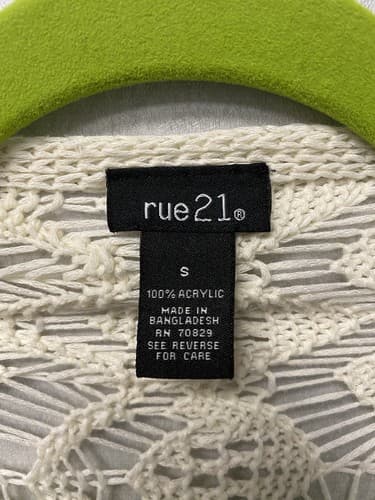 Rue 21 Small Fringe Open Crocheted Lace Trim Vest Hippie - Thumbnail 4