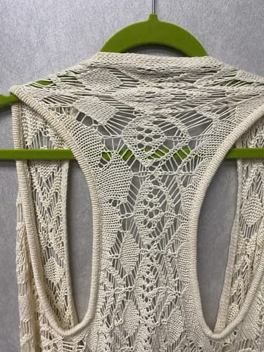 Rue 21 Small Fringe Open Crocheted Lace Trim Vest Hippie - Thumbnail 7