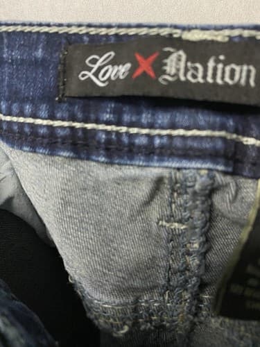 Love Nation Boot Cut Jeans 6 Rhinestone Snowflake Embroidery Stretch Size 6 - Thumbnail 5