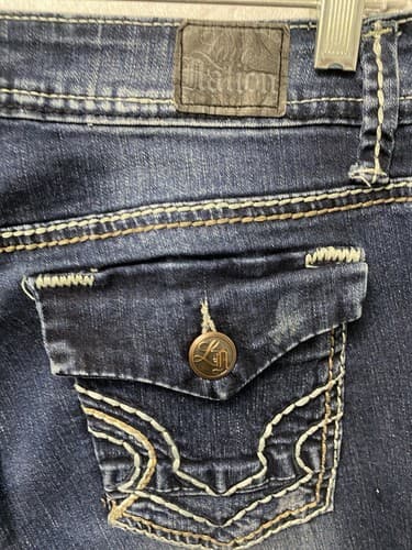 Love Nation Boot Cut Jeans 6 Rhinestone Snowflake Embroidery Stretch Size 6 - Thumbnail 9