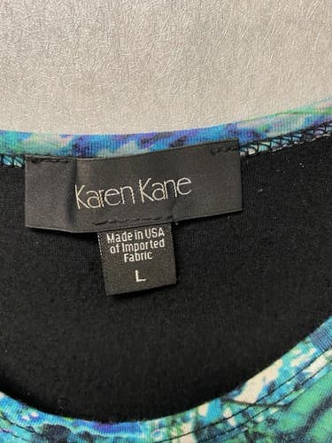 Karen Kane Green/ Blue Paisley Chiffon Blouson Scarf Top Poncho Lined Large - Thumbnail 4