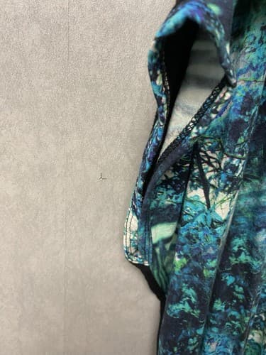 Karen Kane Green/ Blue Paisley Chiffon Blouson Scarf Top Poncho Lined Large - Thumbnail 5
