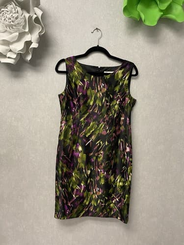 Le Suit Women's Black, Purple, & Green Sleeveless Dress Size 6P - Image 1