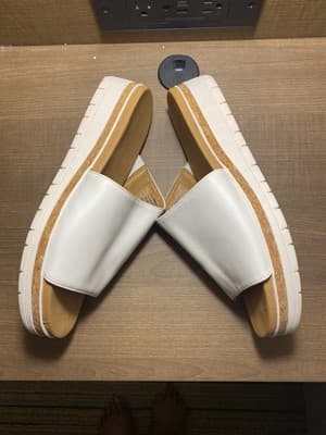 Adrienne Vittadini Sandals Womens White Faux Leather Provence Platform Slide 10 - Thumbnail 4