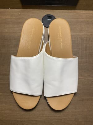 Adrienne Vittadini Sandals Womens White Faux Leather Provence Platform Slide 10 - Image 1
