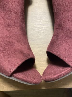 New Direction Ladies High Heel Booties Burgundy Wine PeepToe Size 10 - Thumbnail 3