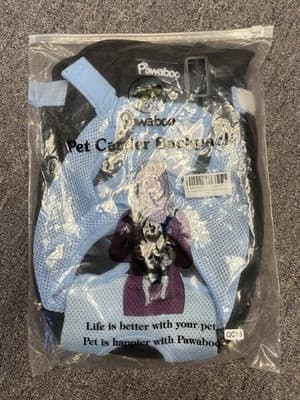 Pawaboo Pet Carrier Backpack, Adjustable Pet Front Cat Dog Carrier Sky Blue - Image 1