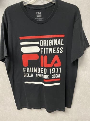 Fila graphic short sleeve tee shirt Black/Red mens size Large sport athletic - Thumbnail 2