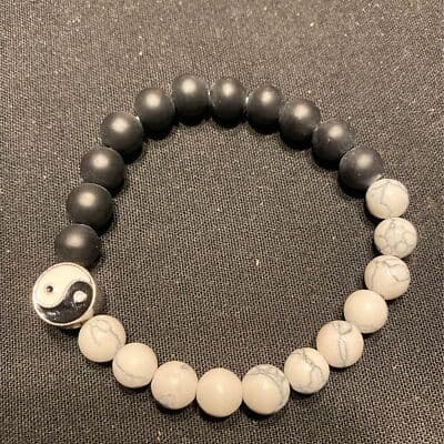 Black and White Peace Stoned Bracelet - Thumbnail 2