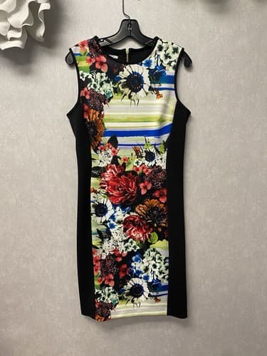 Maggy London Black Multi Color Floral Sheath Dress Size 12 - Image 1