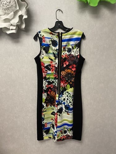 Maggy London Black Multi Color Floral Sheath Dress Size 12 - Thumbnail 4