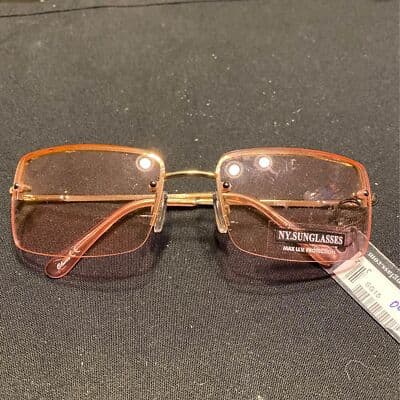 Pink and Gold Rimless Sunglasses - Image 1