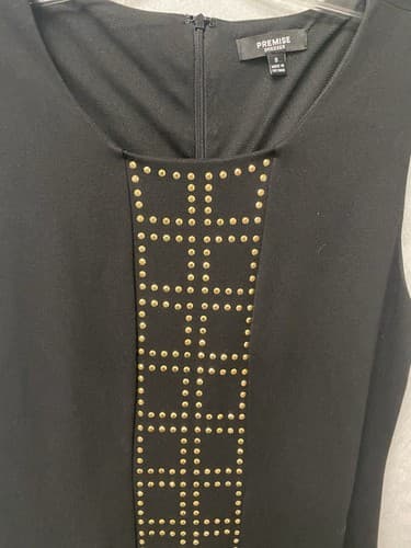 Premise Dress Size 8 Gold Studded Black Sleeveless Dress - Thumbnail 2