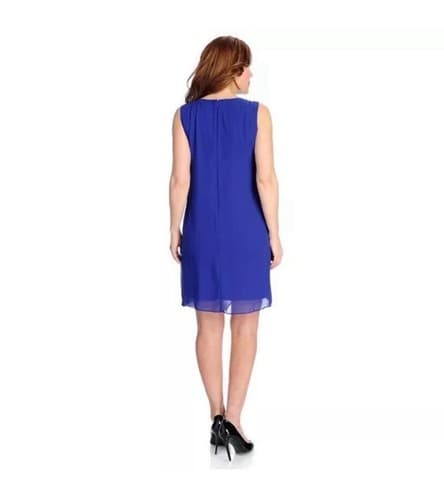 Addressing WOMAN BLUE Sleeveless Dress Draped Front Size Medium - Thumbnail 2