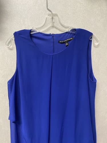 Addressing WOMAN BLUE Sleeveless Dress Draped Front Size Medium - Thumbnail 4