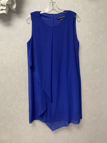 Addressing WOMAN BLUE Sleeveless Dress Draped Front Size Medium - Thumbnail 3