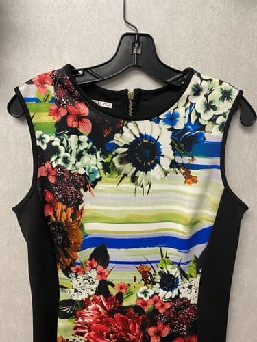 Maggy London Black Multi Color Floral Sheath Dress Size 12 - Thumbnail 2