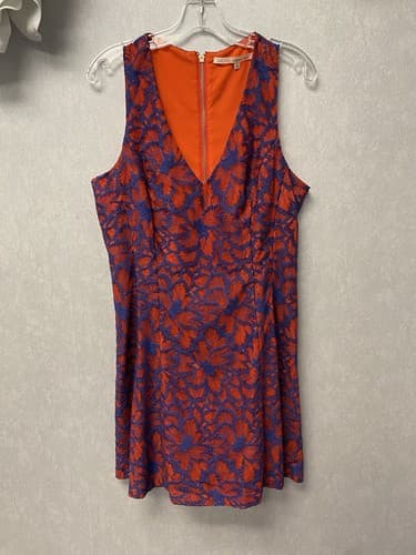 Rachel Roy Women's Red/Blue Two-Tone Lace Fit & Flare Dress Size 12 - Image 1
