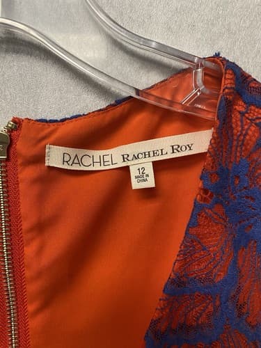 Rachel Roy Women's Red/Blue Two-Tone Lace Fit & Flare Dress Size 12 - Thumbnail 3