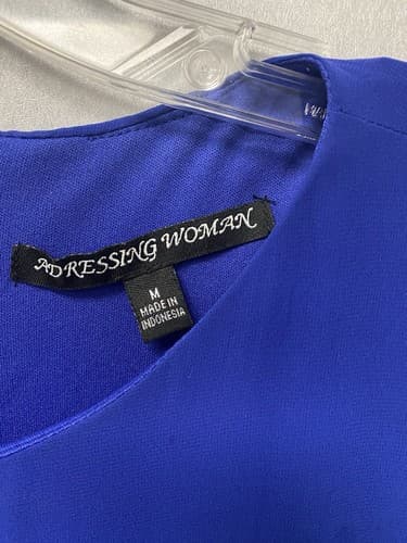 Addressing WOMAN BLUE Sleeveless Dress Draped Front Size Medium - Thumbnail 5