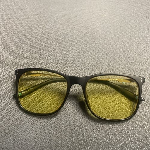 Zenni Black Metal Rim Eyeglasses Frames Yellow Lens