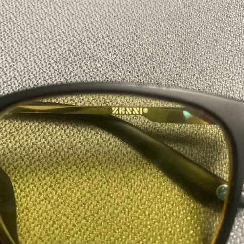 Zenni Black Metal Rim Eyeglasses Frames Yellow Lens - Thumbnail 2