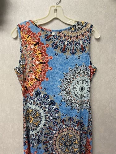 Blue Multi Mandala Print Floral Dress Sleeveless Sz Med - Thumbnail 5