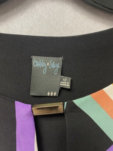 Gabby Skye Black And Green geometric print size 12 Dress - Thumbnail 5