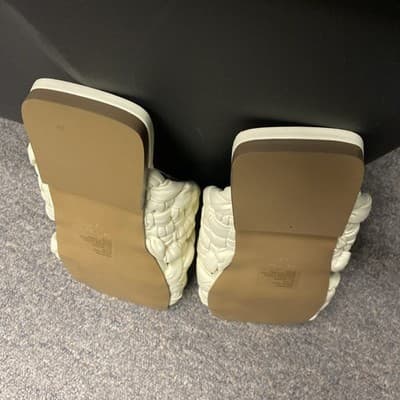 Steve Madden Marina Square Toe Sandals Womens 9.5 White Braided Strap Beachy - Thumbnail 5