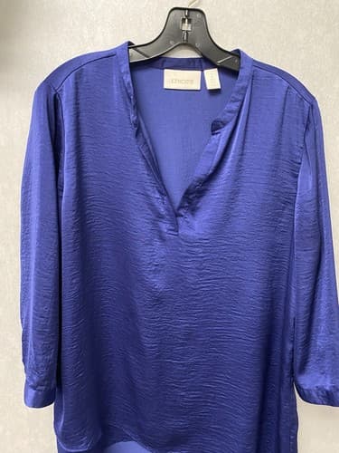 Chico's Tulia Blue Cross Front Asymmetrical Tunic - Sz 2 (12/14) - Thumbnail 2